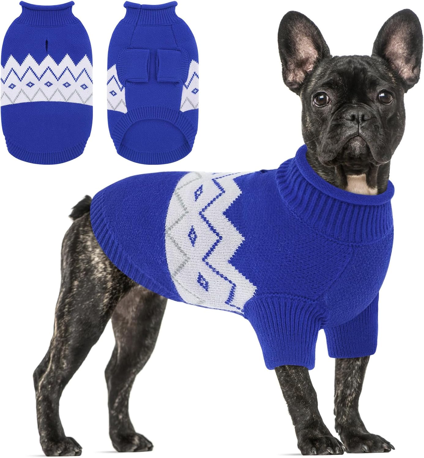 Queenmore Warm Dog Sweater, Soft Pet Knitwear, Knitted Pullover, Winter Pet Clothes for Small Medium Dogs Cats