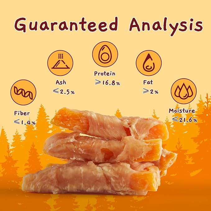 Jungle Calling Dog Treats, Skinless Chicken Wrapped Sweet Potato, Gluten and Grain Free, Chewy Dog Bites for Balanced Nutrition, 6 oz