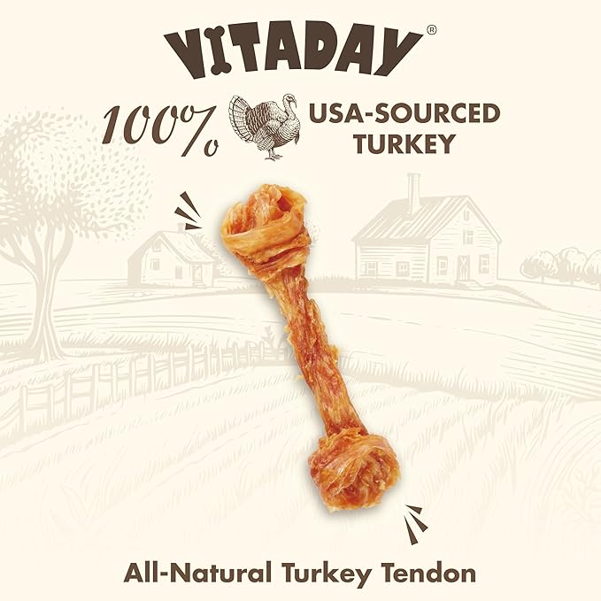 Turkey Tendon Bone (L) 1 Unit per Pack, 100% Natural, USA-Sourced Turkey Tendon, High-Protein, Low-Fat, Long-Lasting Dog Chew, Rawhide Alternative, Hypoallergenic Puppy & Dog Treats