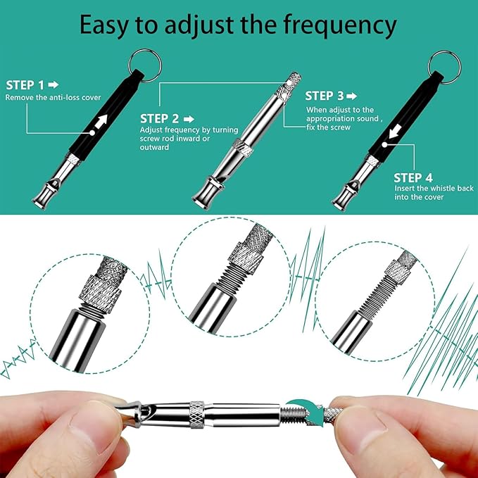 2 Pack Dog Whistle, Dog Whistle to Stop Barking Neighbors Dog, Adjustable Ultrasonic Silent Dog Whistle, Professional Recall Dog Training Whistles, with Lanyard (Black and White)