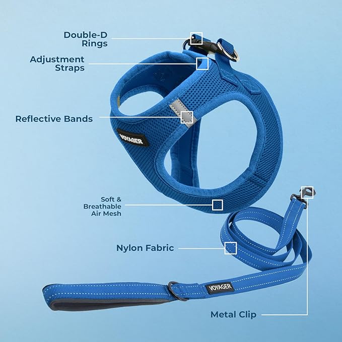 Voyager Step-in Air Cat Harness - All Weather Mesh Step in Vest Harness for Small and Medium Cats by Best Pet Supplies - Set (Royal Blue), XXS