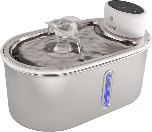 Wireless Cat Water Fountain Stainless Steel, 5200mAh Battery, Ultra Quiet, Automatic Pet Water Dispenser, 108oz/3.2L, Two Flow Modes, BPA-Free, Multi-Filtration, Includes 2 Filters - White