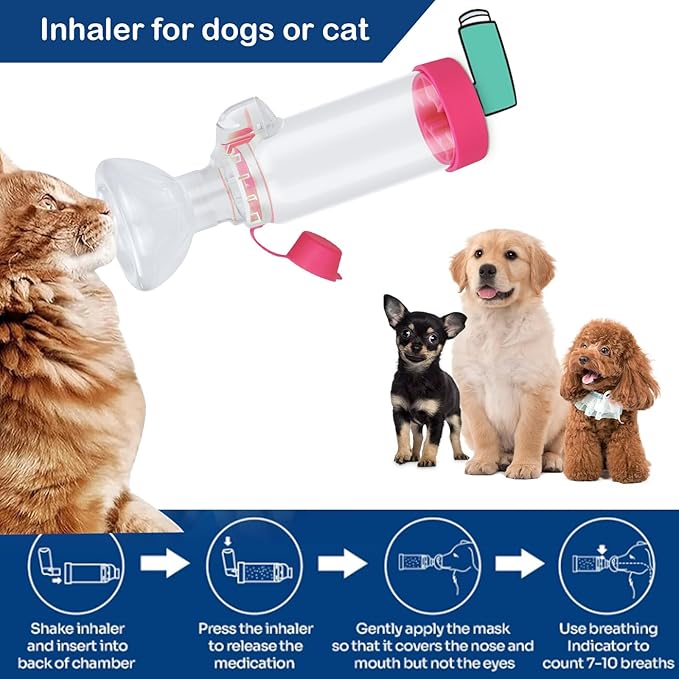 Chamber for Pets Inhaler Spacer for Cat or Dog Handheld Spacer for Giving Medicine to Your Pet with Exclusive Breathing Indicator (for Cat(Pink))