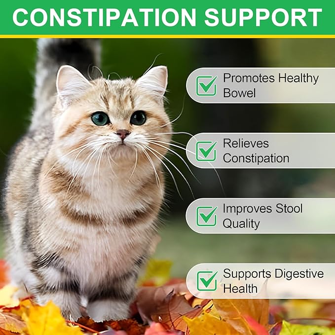 Cat Laxative, Cat Constipation Relief, Constipation Relief for Cats, Cat Laxative Constipation Relief, 100% Pure Natural Cat Constipation Treat with 6 Probiotics Cat Stool Softener