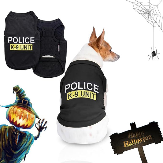 Parisian Pet Police K9 Dog Costume - Dog K9 Halloween Shirt - Pet Police Costume - Dogs Costumes for Halloween - Dogs Apparel & Accessories - Sleeved Pet Outfit - 3XL