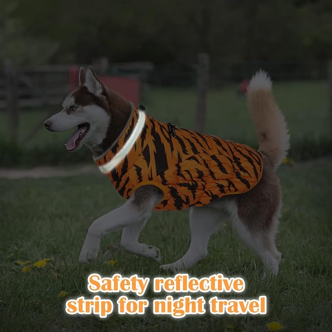 Winter Dog Coat,Large Dog Jacket,Waterproof Pet Jacket with Back Zipper,Pet Coat with Harness Built in,Warm Dogs Coat with Fleece Lined,Snow Jacket Clothes French Bulldog Shiba Inu,L