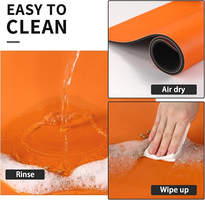 Pet Feeding Mat - Absorbent Dog Mat for Food and Water, No Stains Cat Bowl Mat, Easy to Clean Pet Placemats, Quick Dry Dog Water Dispenser Mat for Messy Drinkers | Paw Orange 12"x 19"