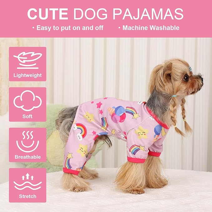 Dog Pajamas for Small Dogs Boy Girl, Dog Clothes Tiny Chihuahua Yorkie Spring Summer Shirt, Cute Puppy Outfit Pjs Jumpsuit Cat Onesie Apparel Pet Clothes