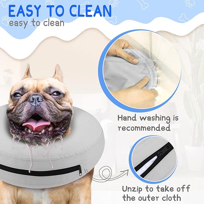 Supet Inflatable Dog Cone Collar for Large Medium Small Dogs, Soft Cone Collar for Dogs Cats, ECollar Doggie Neck Donut Dog Cone Alternative After Surgery