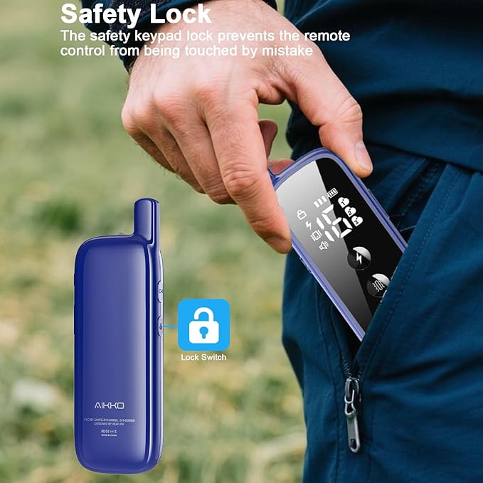 Aikko Dog Shock Collar with Remote - IPX7 Waterproof, 3 Training Modes (Beep, Vibration, Shock), Rechargeable E-Collar for Most Breeds, Anti-Bark & Adjustable Humanitarian Training Collar for 3 Dog