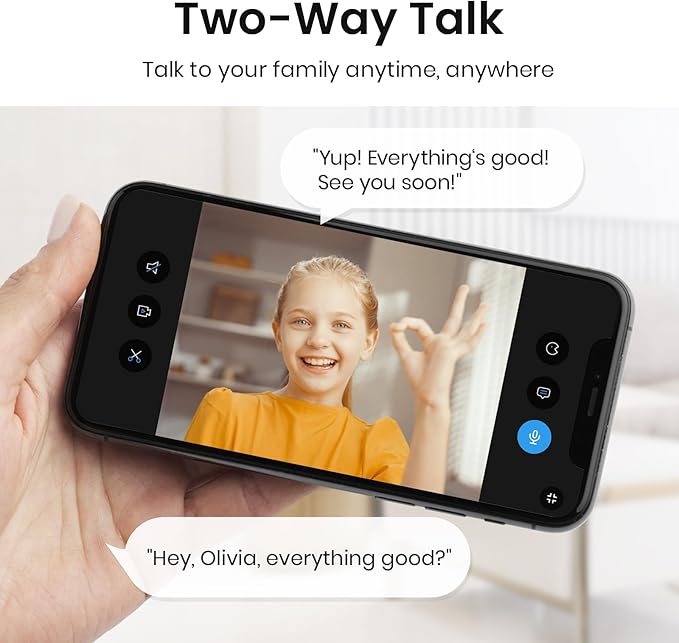 AOSU 2K Security Camera Indoor, Baby Monitor Pet Camera One-Touch Call, Smart Motion Tracking, IR Night Vision, Compatible with Alexa, 2 Pack