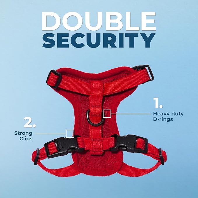 Voyager Step-in Lock Adjustable Cat Harness w. Cat Leash Combo Set with Neoprene Handle 5ft - Supports Small, Medium and Large Breed Cats by Best Pet Supplies - Red, XS