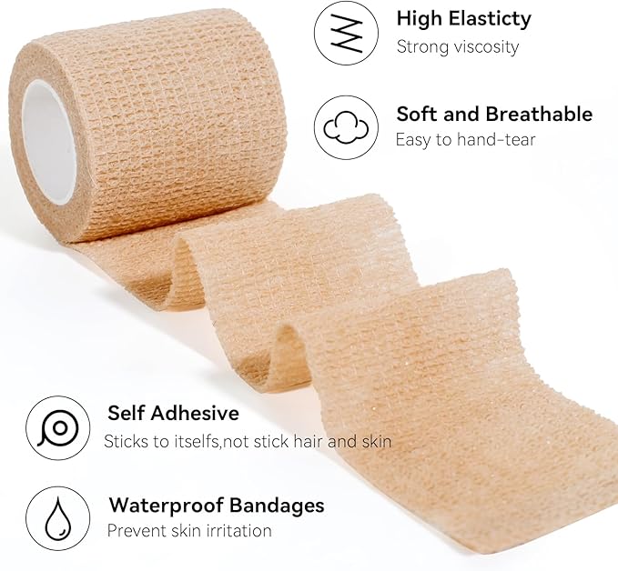 Self Adhesive Bandage Wrap,Bandage Tape,Medical Tape,Vet Tape,Athletic Tape Gauze,for First Aid,Sports, Wrist, Ankles(8 Rolls,3inch*5Yards), 8pcs Black