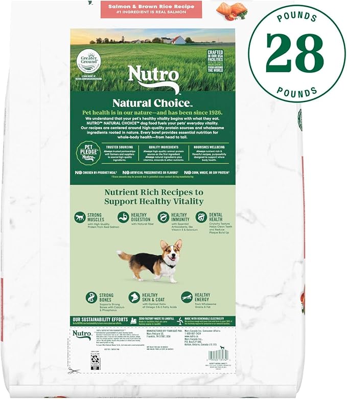 Nutro Natural Choice Small Bites Adult Dry Dog Food, Salmon and Brown Rice Recipe, 28 lbs.