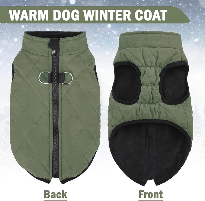 SCENEREAL Winter Dog Vest Coat with Built-in Harness, Warm Puppy Jacket for Small & Medium Dogs, Cold Weather Coat with Zipper, Fleece Puffer Vest Windproof Snow Clothes