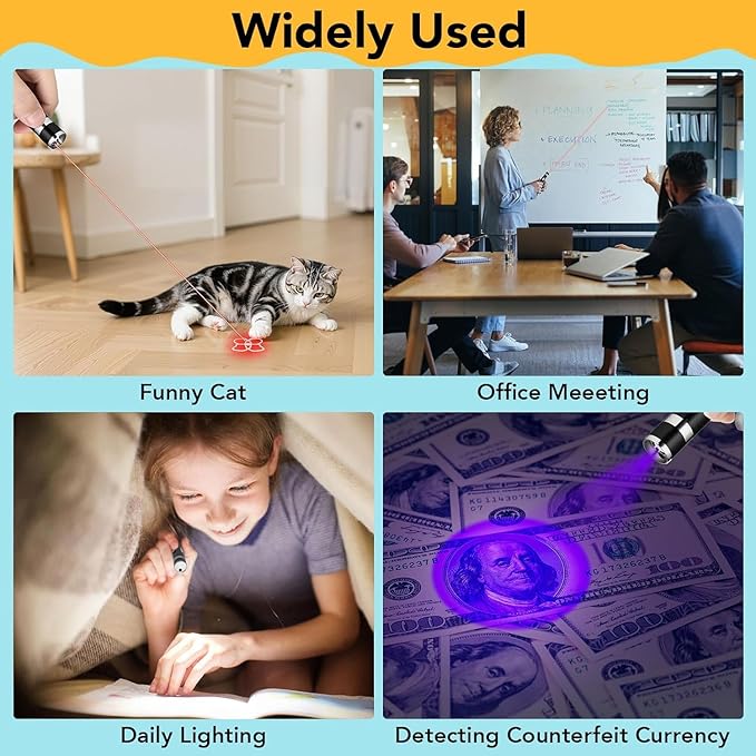 Cat Toy Pointer, USB Rechargeable with 7 Adjustable Patterns, Interactive Chase Toys for Indoor Cats & Dogs, Training & Exercise Fun (Black)