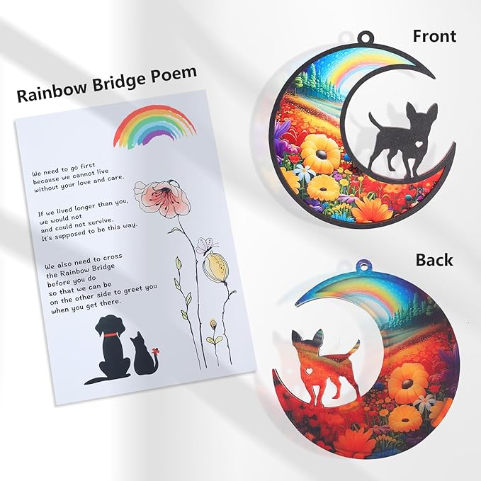 DIY Chihuahua Memorial Suncatcher with Sympathy Card,Loss of Dog Sympathy Gift,Rainbow Bridge Dog Memorial Gifts, Chihuahua Gifts for Women, Xmas Dog Decor Ornament (5-Chihuahua)