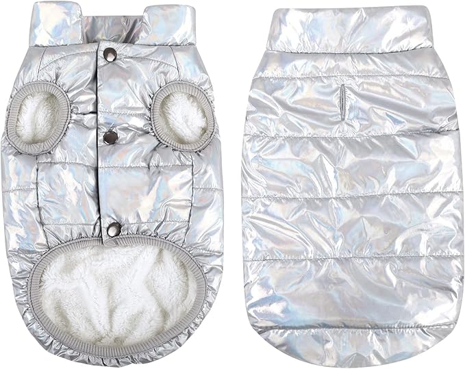 ASENKU Dog Winter Coat - Waterproof Windproof Dog Jacket, Warm Snowproof Doggie Puffer Vest for Cold Weather, Lightweight Snow Coats for Small Medium Large Dogs (Silver, 3XL)