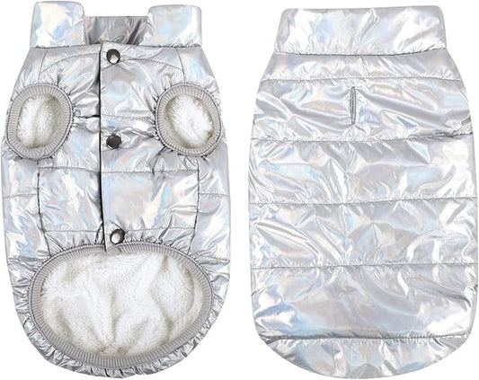 ASENKU Dog Winter Coat - Waterproof Windproof Dog Jacket, Warm Snowproof Doggie Puffer Vest for Cold Weather, Lightweight Snow Coats for Small Medium Large Dogs (Silver, M)