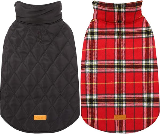 Kuoser Warm Dog Coat, Waterproof Dog Jacket for Extra Large Dogs, Adjustable Durable XXXL Doggie Winter Coat Reversible Puppy Cold Weather Apparel for Large Breed, Bright Red 3XL