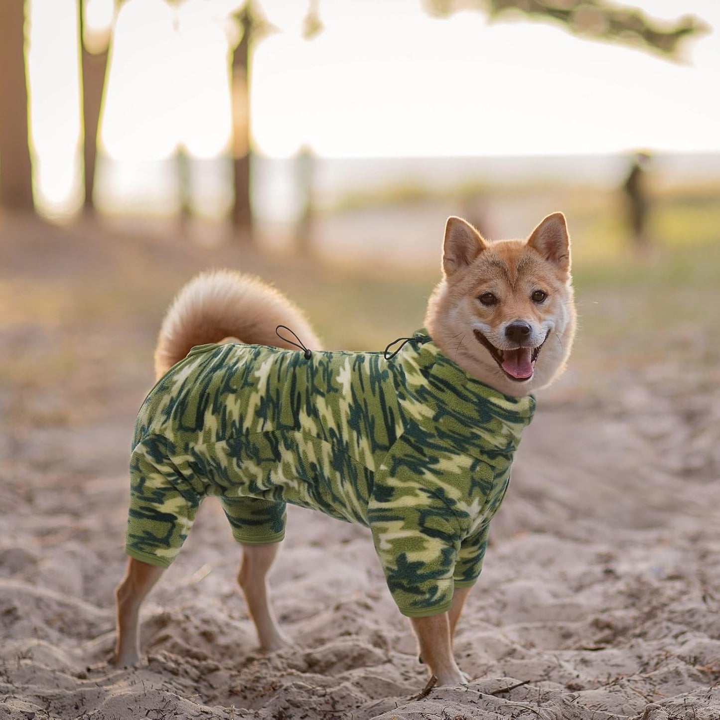 ROZKITCH Dog Winter Coat Soft Fleece Pullover Pajamas, Pet Windproof Warm Cold Weather Jacket Vest with Luminous Zipper, Jumpsuit Apparel Outfit Clothes for Small Medium Large Dog Camo L