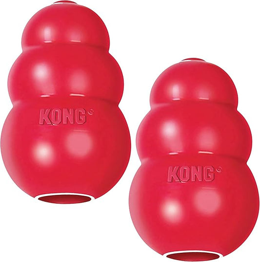 KONG Classic Stuffable Dog Toy - Fetch & Chew Toy for Dogs - Treat-Filling Capabilities & Erratic Bounce for Extended Play Time - Durable Natural Rubber Material - for Small Dogs (Pack of 2)