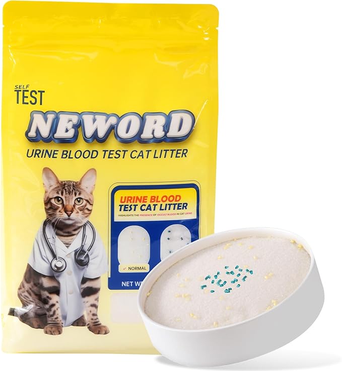 NEWORD Crystals Cat Litter Health Monitoring Color-Changing Cat Litter - Hematuria Detection - Helps Detect Irregularities in Cat Urine - Non-Clumping Crystal Litter with Silica Gel 8 LB. Bag