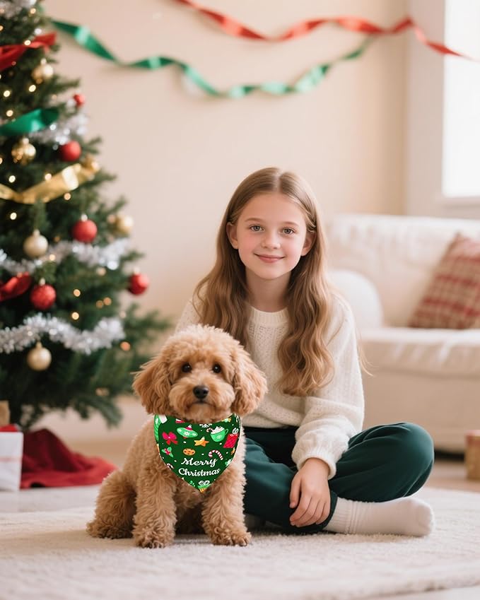 PET SHOW 100 Pack Christmas Dog Bandanas Bulk No Seam Extra Small Dog Scarves XS Xmas Puppy Triangle Bibs Kerchief Set Cats Pet Girl Boy Holiday Party Grooming Accessories, S