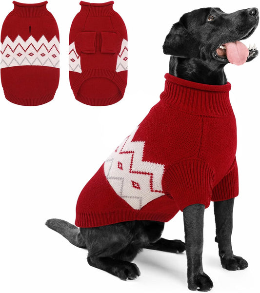 Queenmore Warm Dog Sweater, Soft Pet Knitwear, Knitted Pullover, Winter Pet Clothes for Small Medium Dogs Cats