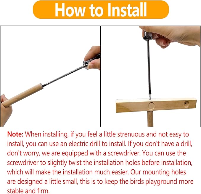 Bird Playground Parrot Playstand Bird Perch Stand Gym Natural Wood Play Stand with Swing Ladder Feeder Cups for Parakeets Cockatiels Lovebirds Conures Budgies