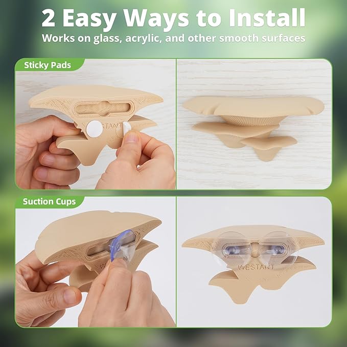 Mushroom Decor for Reptile Tank, Fish Tank, Pet-Safe Bearded Dragon Tank Accessories, Realistic Terrarium Plants for Leopard Geckos, Crested Geckos, Tree Frogs, Snakes (Almond, Trio Cap)