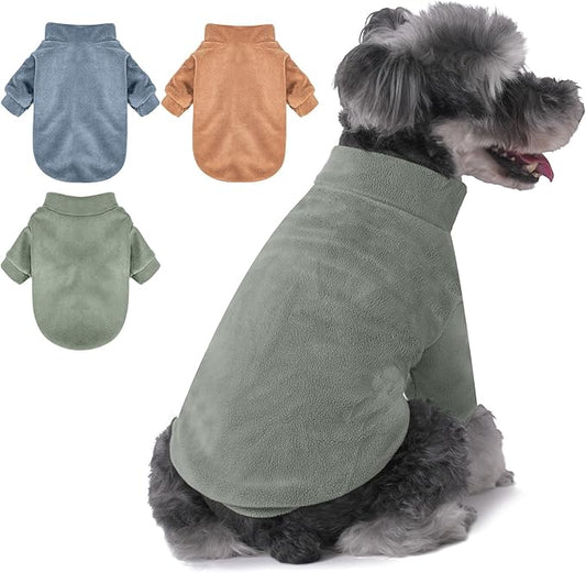 Dog Sweater, 3 Pack Dog Sweaters for Small Dogs Girl Boy, Ultra Soft Warm Puppy Clothes Coat for Winter (Lt Blue+Olive+Brown, XX-Large)