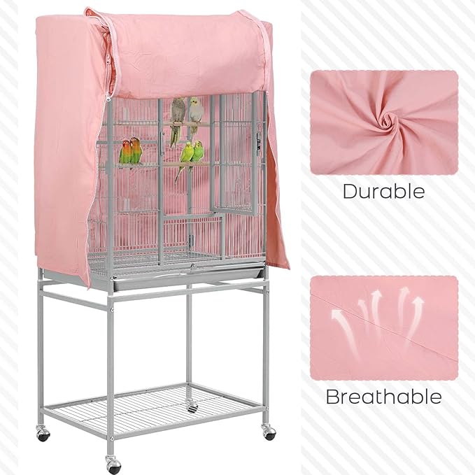 QBLEEV Birdcage Covers, Breathable Parrot Cage Cover Shade, Universal Blackout Windproof Light-Proof Covering Reduces Distractions Night Accessories Cloth Without Cage-17.7x24.8x31.5in (LxWxH)