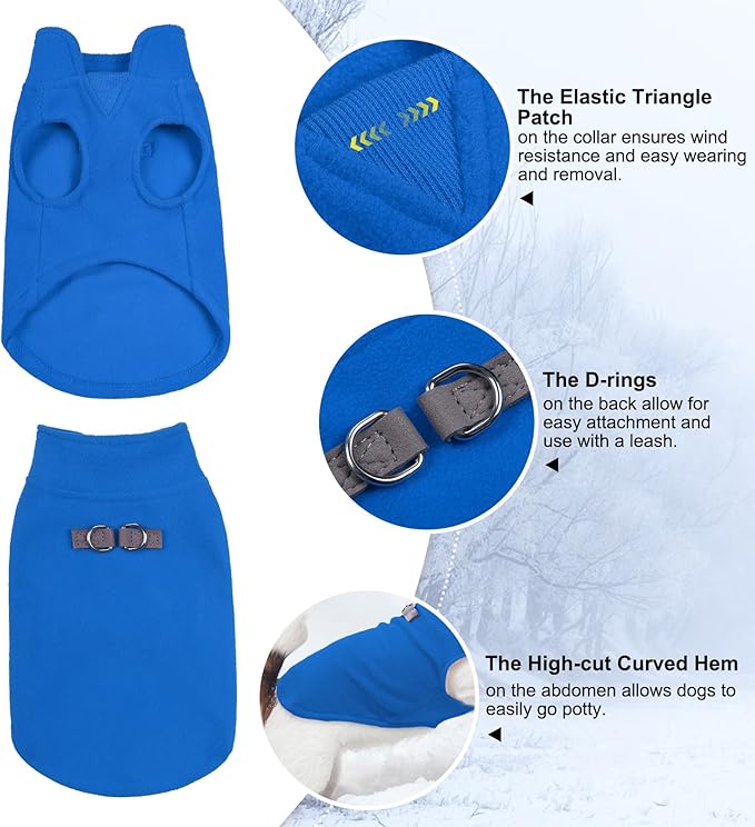 BEAUTYZOO Dog Fleece Vest Sweater Winter Jacket for Small and Medium Large Dogs with D-Ring Leash Cold Weather Coat Hoodie for XS S M Dogs Boy or Girls, Navy Blue XL