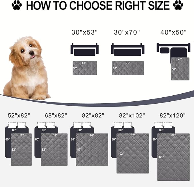 Smiry Waterproof Dog Blanket, 40x50 Inch Soft Pet Bed Cover Reversible, Washable Sofa Couch Furniture Protector for Small Medium Large Dog Puppy Cat, Geometric, Grey/Light Grey