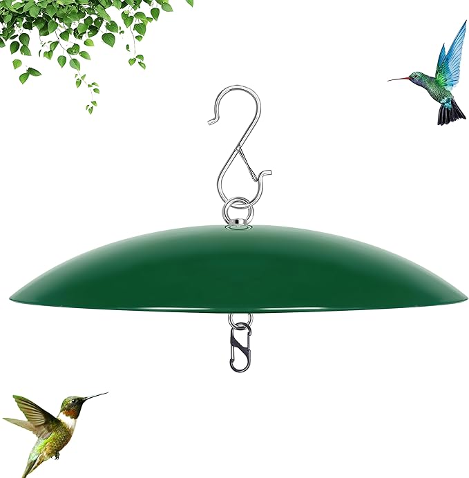 13" Bird Feeder Rain Cover,Bird Feeder Dome,Hummingbird Feeder Squirrel Guard, Proof Bird Feeders Baffle, (Green), 1 Pack