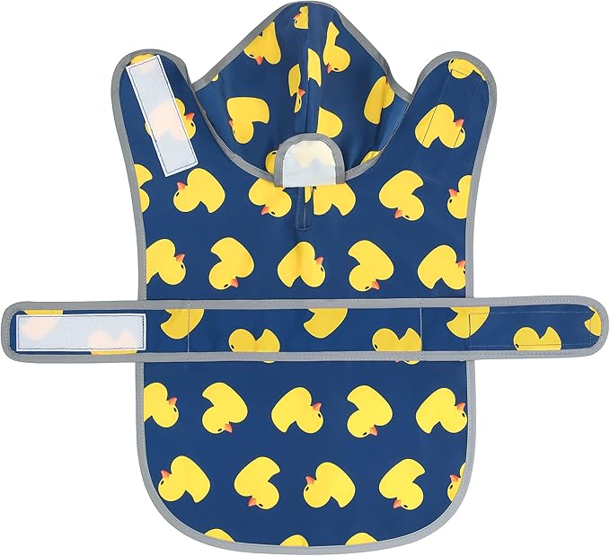 Dog Raincoat for Medium Dogs Waterproof Hooded Rain Jacket with Reflective Strips Leash Hole & Poncho Adjustable Fit (Duck,L)