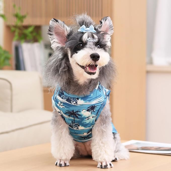 CuteBone Dog Shirts 2-Pack Soft Pet Clothes Breathable Summer Vest for Small Puppy and Stretchy Cat Apparel 2BX19L