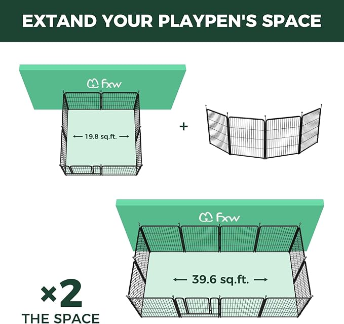 FXW Rollick Unleashed Dog Playpen for Indoor, Yard, RV Camping, 32 inch 4 Panels for Small and Medium Dogs, Black│Patented