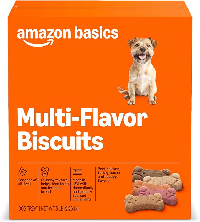 Amazon Basics Multi Flavor Biscuits Dog Treats 5 lb. Box