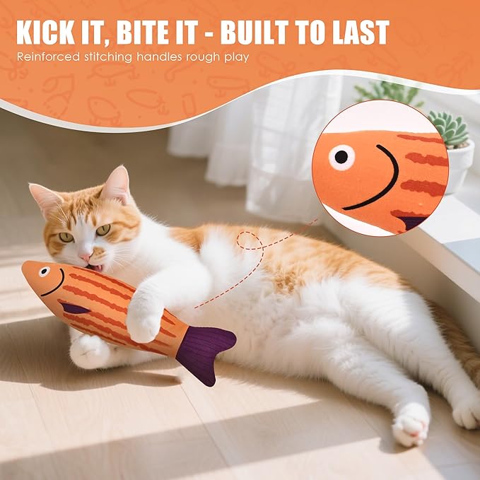 Cat Toys, Catnip Toys for Cats, Soft and Durable with Rattle Sound, Interactive Kitten Toys for Indoor Cats, Cat Chew Toy for All Breeds (3 Pack, Sardine)