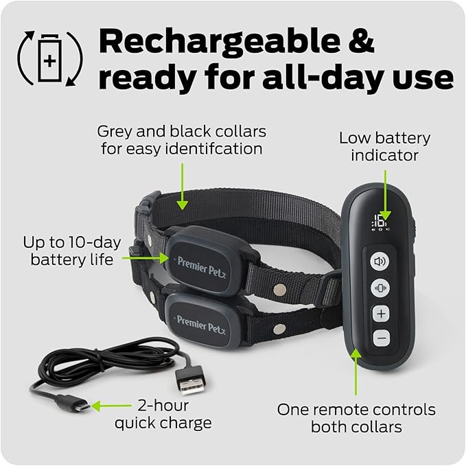 Dog Static Collar - 1000ft Dog Training Collar 2-Dog Bundle with Remote Dogs - Rechargeable Waterproof with 3 Training Modes - Tone Vibration & 16 Levels of Safe Static