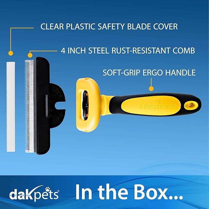 DakPets Stainless Steel Deshedding and Dematting Tool | Professional Pet Grooming Fur Brush for Cats and Dogs Hair Removal