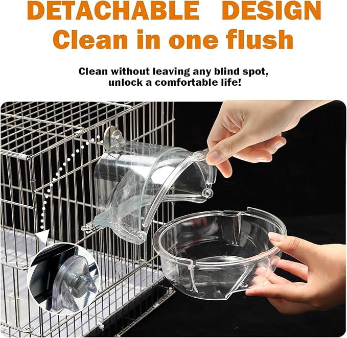 Bird Bath Box for Cage, Parrot Hanging Planet Bathtub No-Leakage Transparent Omnidirectional Observation Tub Shower Box Birds Cage Accessory for Canary Parrot Crested Cockatiel Lovebird