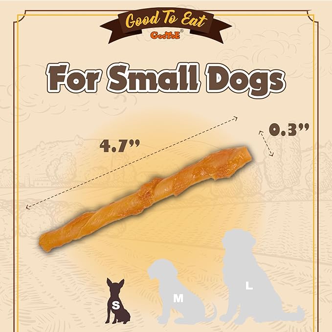 Gootoe Turkey Tendon Dog Treats, Twists (S) 5 oz, USA-Sourced Turkey Tendon, Natural Snack, Premium Puppy Chews, Hypoallergenic, Rawhide-Free, Reseal Value Bags, Sizes for Small Dogs