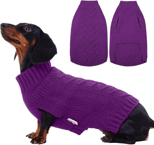 IECOii Dog Sweater - Warm Sleeveless Pullover for Large Dogs, Purple - Winter & Fall Coat for French Bulldog