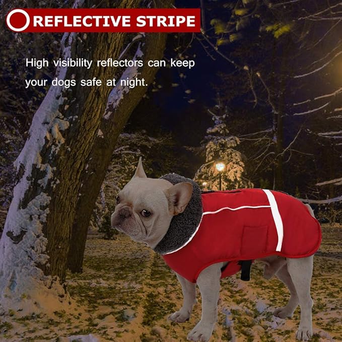 QBLEEV Warm Dog Coat - Reflective Jacket, Waterproof Winter Coat Turtleneck for Cold Weather, Thick Fleece Snowsuit Christmas Vest for Small, Medium, Large Dogs