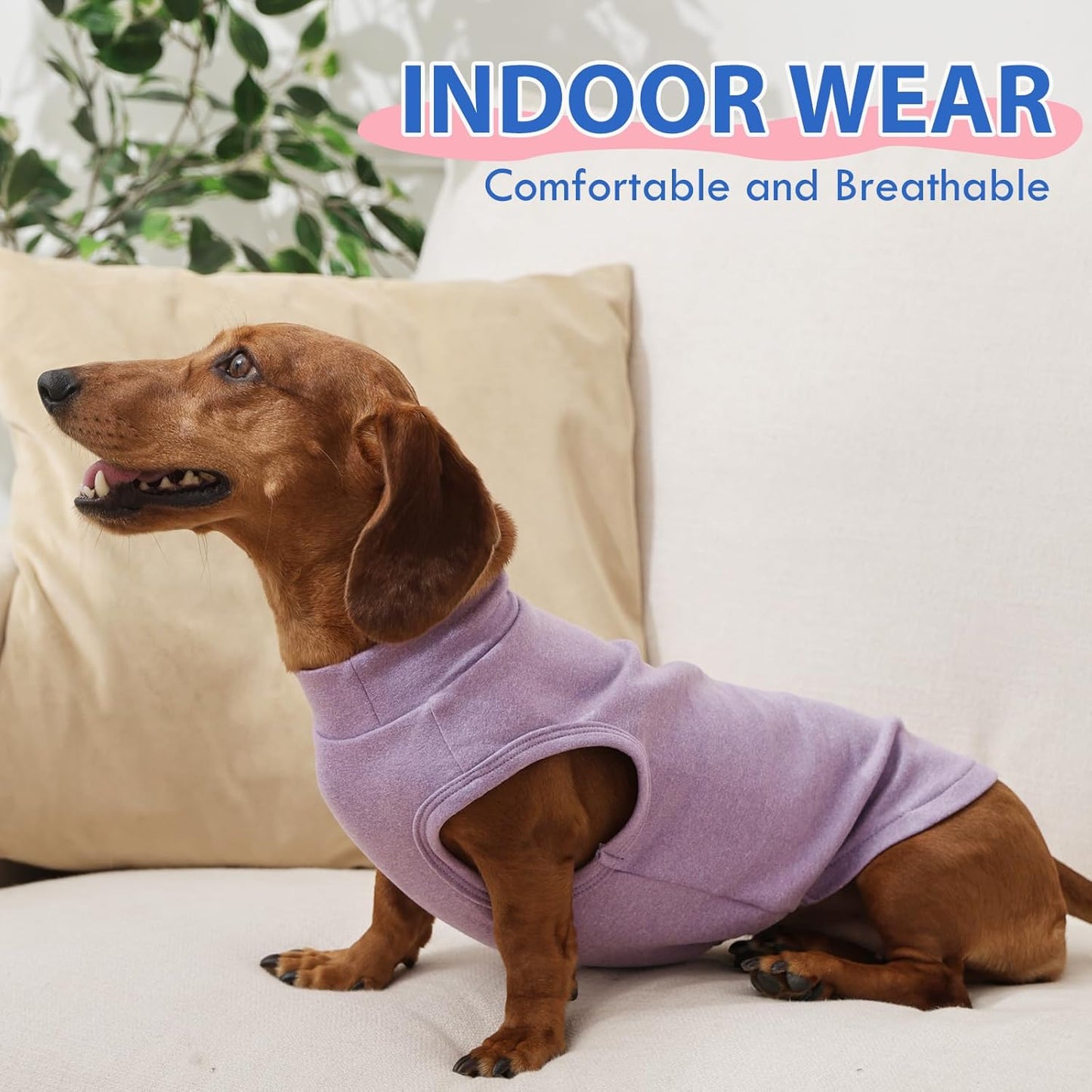 Stretch Fleece Dog Sweaters - Purple, L - Pullover Sleeveless Vest | Warm Stretchable Sweatshirt, Lightweight Breathablefor for Outdoor Movement,Dachshund,French Bulldog