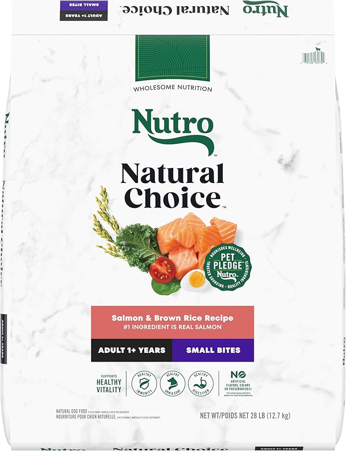 Nutro Natural Choice Small Bites Adult Dry Dog Food, Salmon and Brown Rice Recipe, 28 lbs.