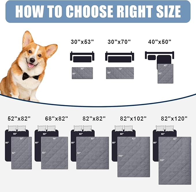 Smiry Waterproof Dog Bed Cover Pet Blanket, Soft Washable Dog Blanket for Furniture Bed Couch Sofa Reversible, Checkered (40"x50", Grey/Dark Grey)